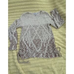 Women’s Knox Rose Sweater Side Ties Cream Fusia Red Size Small